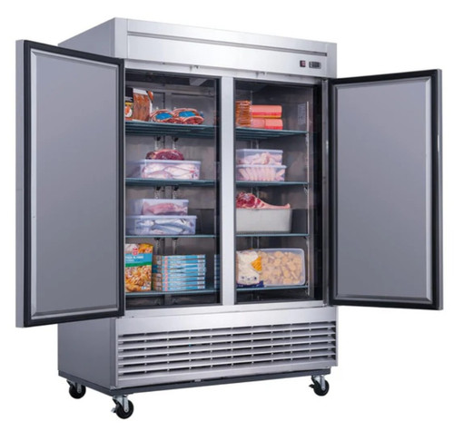 Dukers 2-Door Commercial Freezer in Stainless Steel D55F