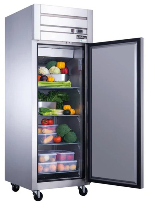 Dukers Commercial Single Door Top Mount Refrigerator in Stainless Steel D28AR
