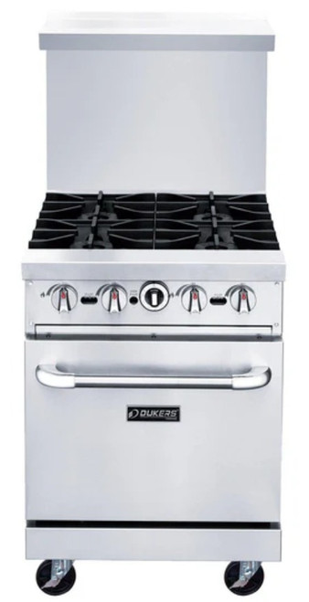 Dukers 24" Gas Range with Four (4) Open Burners DCR24-4B