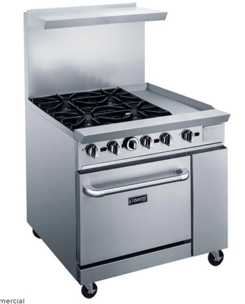 Dukers 36" Gas Range with Four (4) Open Burners & 12" Griddle DCR36-4B12GM Dukers 36" Gas Range with Four (4) Open Burners & 12" Griddle DCR36-4B12GM