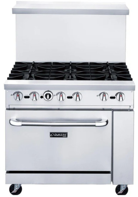 Dukers 36" Gas Range with Six (6) Open Burners DCR36-6B