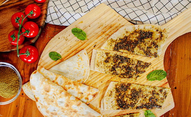 Zaatar And Cheese Saj Bread
