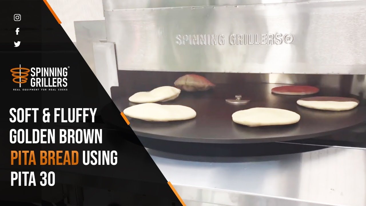 Soft Golden Brown Pita Bread Using Pita Oven Spinning Grillers