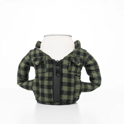 Green Flannel jacket can cooler