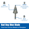 Labeled diagram of Bad Dog step drill bit with hex shank and 6 cutting steps