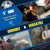 The HDII 5" on an angle grinder showing its durability in different materials
