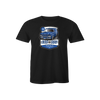 Black t-shirt with classic blue Bad Dog Tools truck design