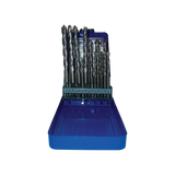 14-piece Bad Dog multipurpose drill bit set displayed in open blue case with staggered bit sizes