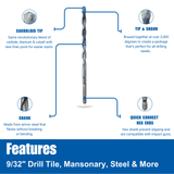 Close-up diagram of Bad Dog drill bit features and specifications Close-up diagram of Bad Dog drill bit features and specifications
