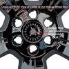 Close-up view Black 2015-2019 Chevrolet Suburban wheel skin cover Suburban hubcap Bolt-on mechanism. Aftermarket upgrade wheel skin for the Suburban 18 inch (R18 tire) Chevy Suburban factory alloy wheel. Close-up view Black 2015-2019 Chevrolet Suburban wheel skin cover Suburban hubcap Bolt-on mechanism. Aftermarket upgrade wheel skin for the Suburban 18 inch (R18 tire) Chevy Suburban factory alloy wheel.