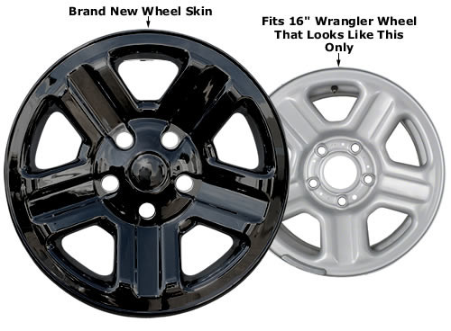 Black 2007-2018 Wrangler Wheel Cover Skins Wrangler Hub Cap 16 inch