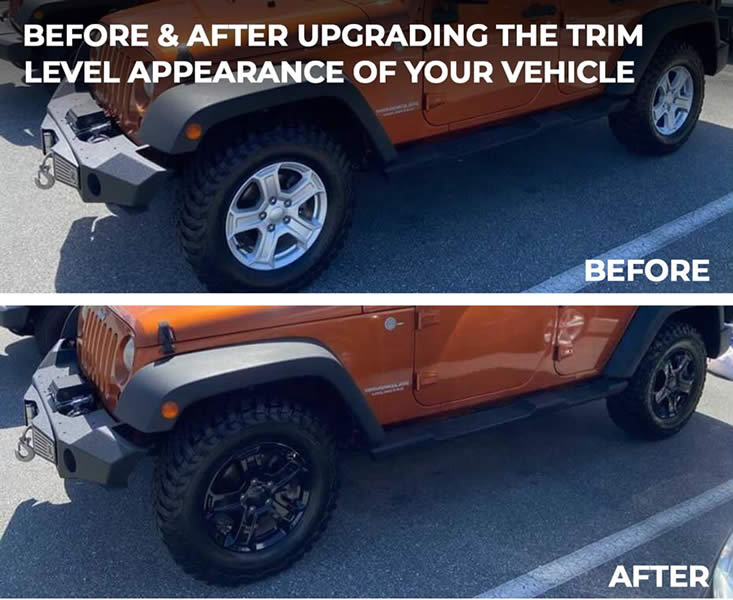 Black 20192023 Jeep Wrangler Wheel Skin Cover 17" fits Alloy Wheel Only