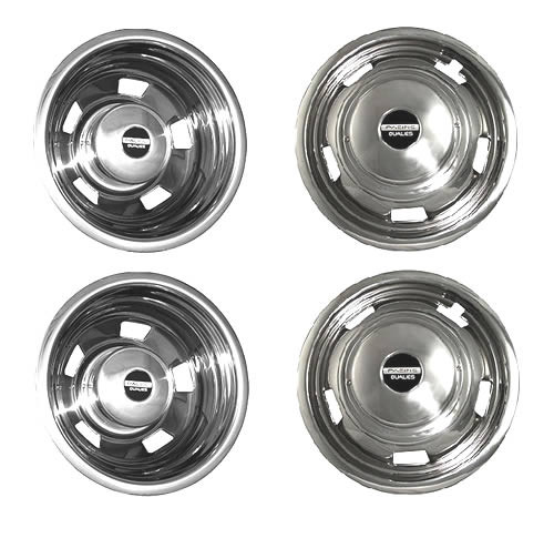 1-Piece Front Dually Wheel Simulator Hub Cap For Dodge Ram 3500 17-Inch Wheels - Stainless Steel, Chrome Finish