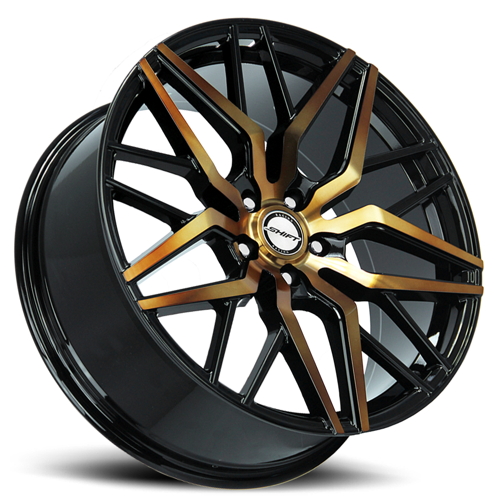 Shift H33 Spring Wheels Rims 20x8.5 5x120 Black Machined W/ Bronze Tint ...