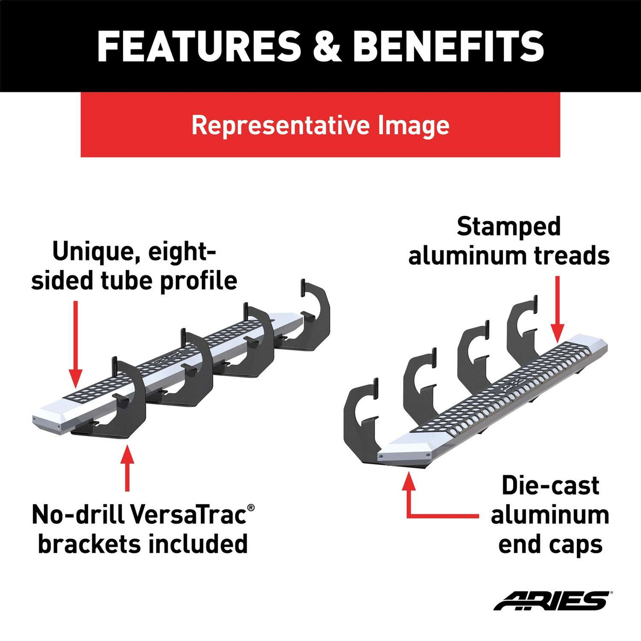 Aries Chrome Advantedge Side Bars Wmounting Brackets 2555052 Free Shipping
