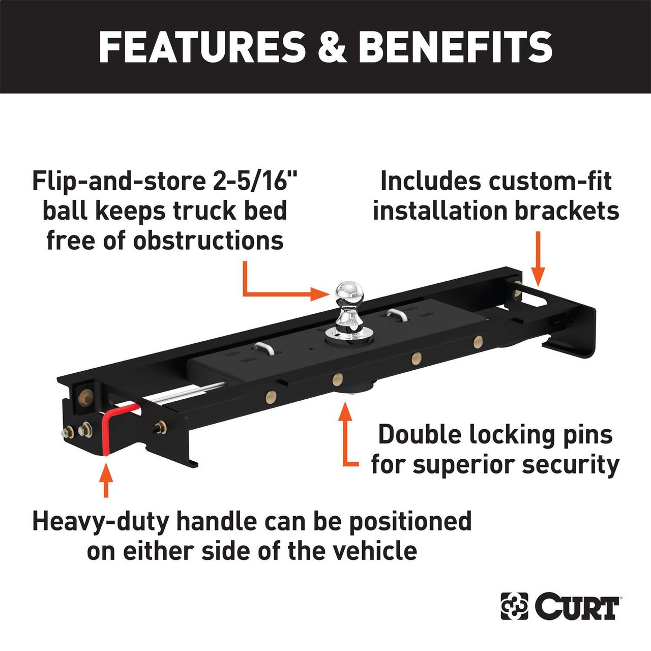 Curt 60721 DoubleLock Gooseneck Hitch/Install Kit