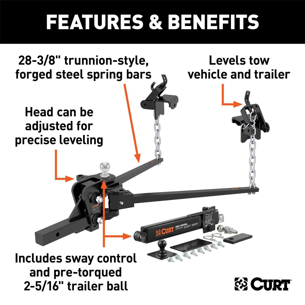 Curt 17422 Weight Distributing Hitch Trunion Bar