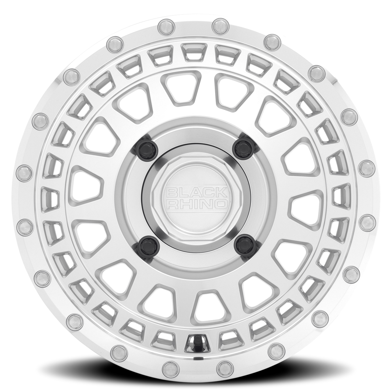 Black Rhino Powersports Parker Beadlock 15x7 4x156 Silver Cut 51 Wheels