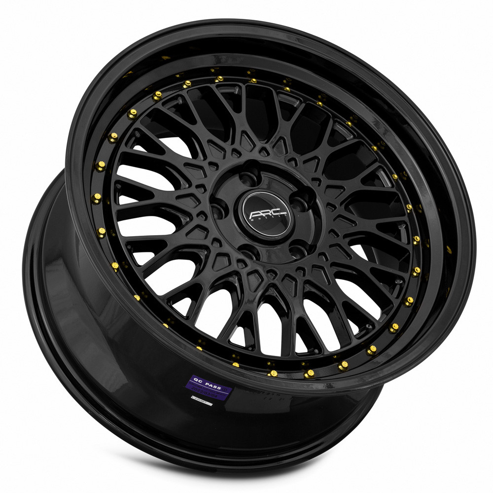 Arc Ar1 Wheels Rims 17x8.5 5x115 Black W/ Gold Rivets 35mm ...