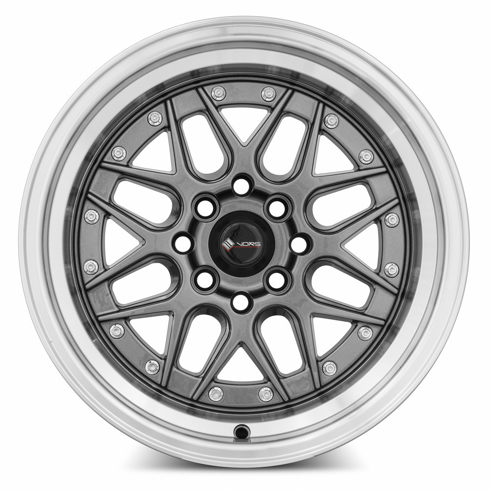 Vors Vr7 Wheels Rims 15x8 4x100 4x114.3 Gunmetal W/ Machined Lip ...