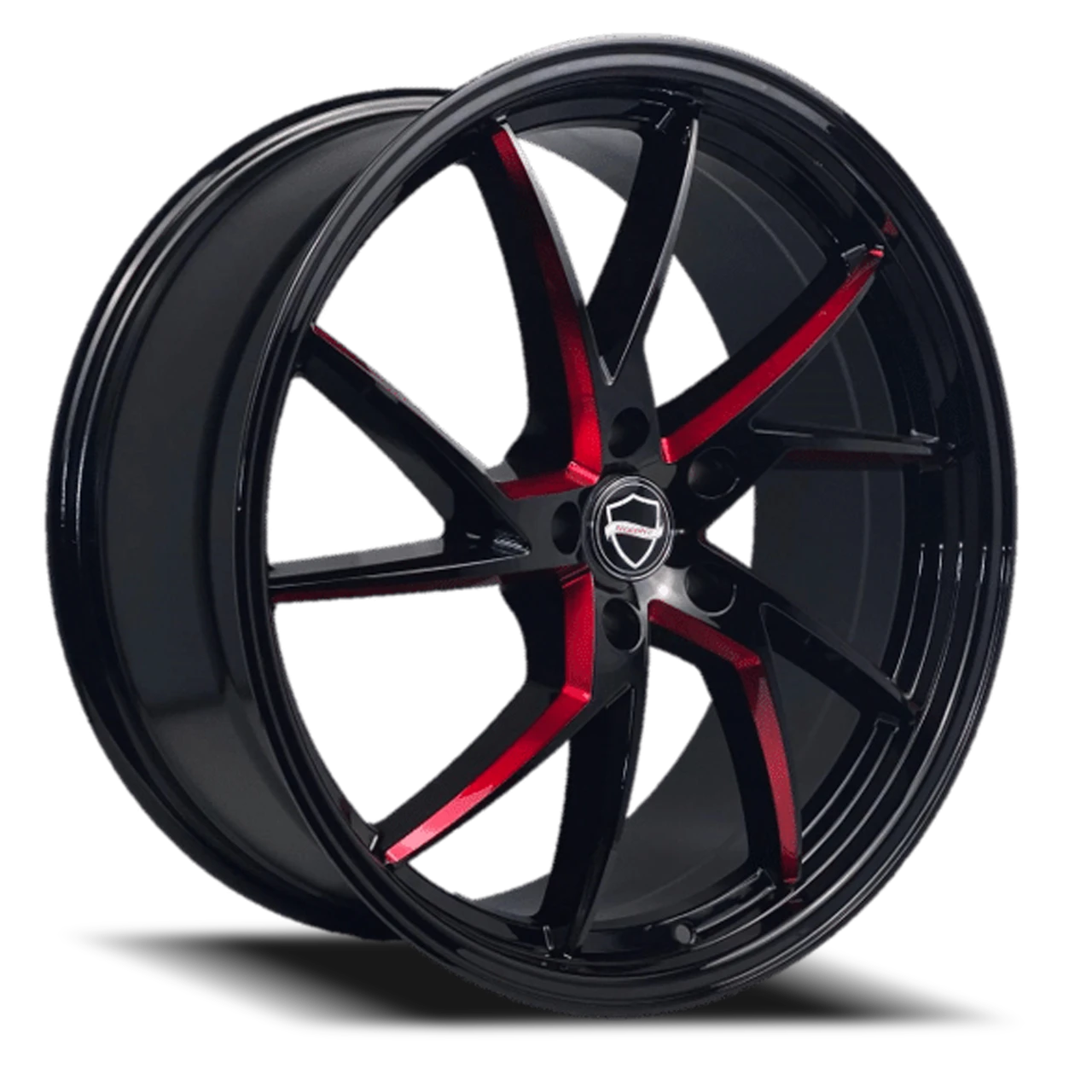 Elegance Sharp 22x9 5x114.3 Black Candy Red 35mm Wheels
