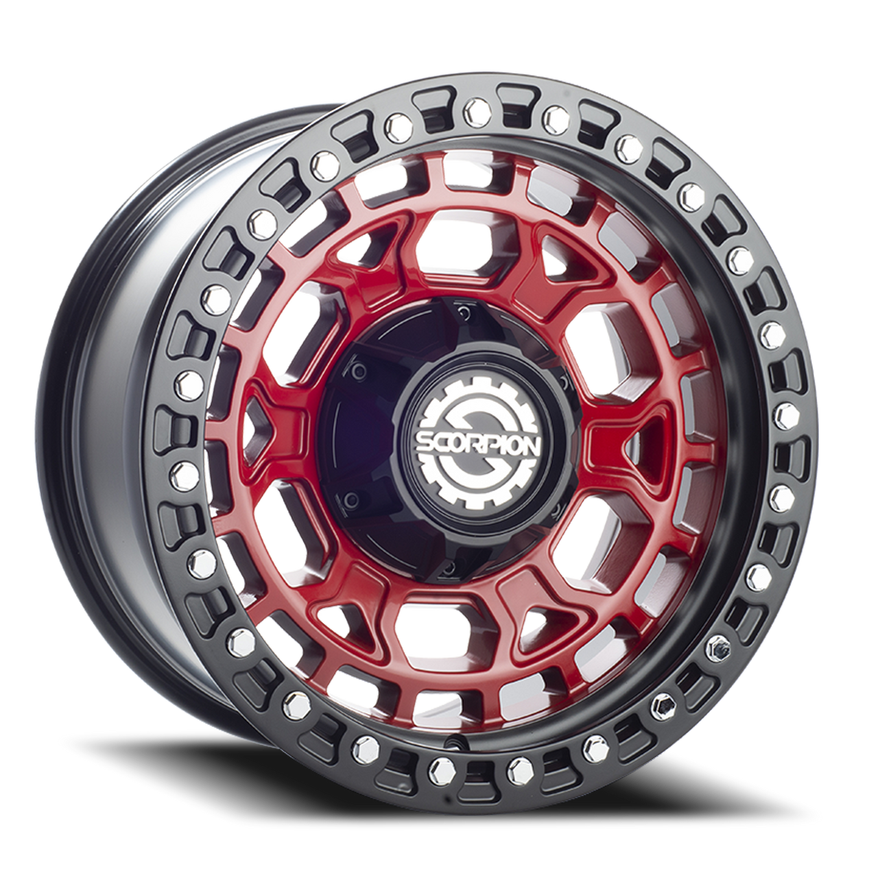 Scorpion Nomad Wheels Rims 20x10 6x135 6x139.7 Red W/ Black Lip