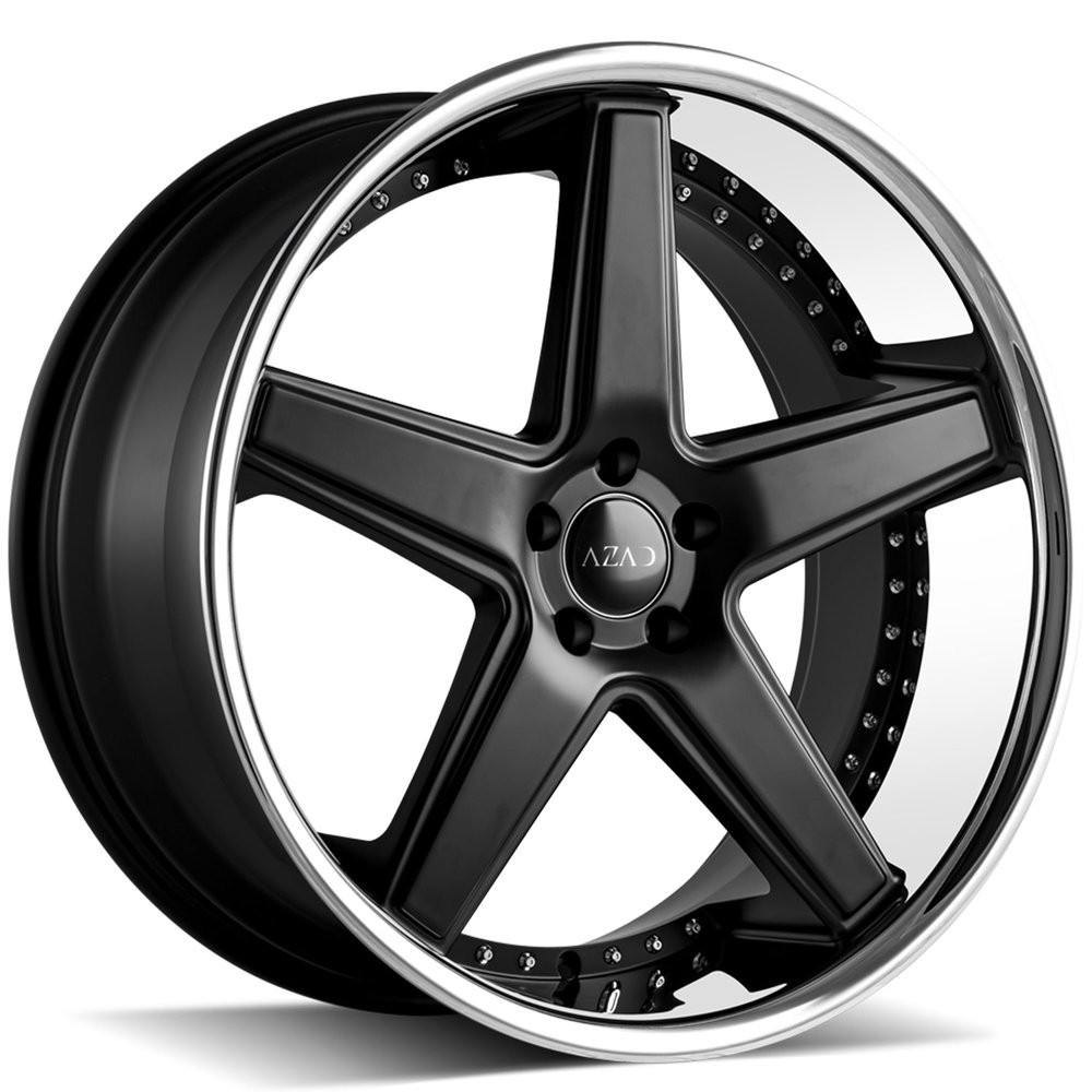 Azad Az008 22x10.5 5x115 Black Stainless Lip 20mm Wheels