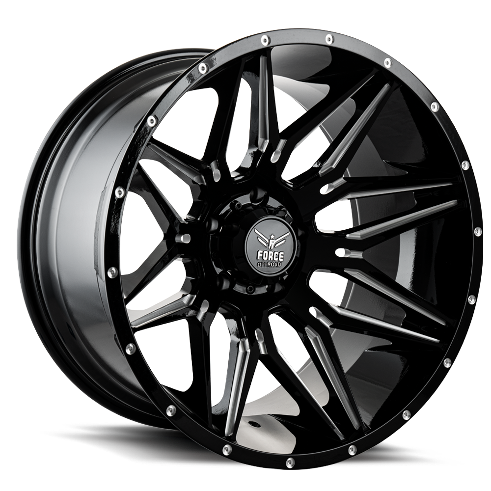 Force Off-Road F34 Wheels Rims 22x12 5x139.7 Black Milled -44mm
