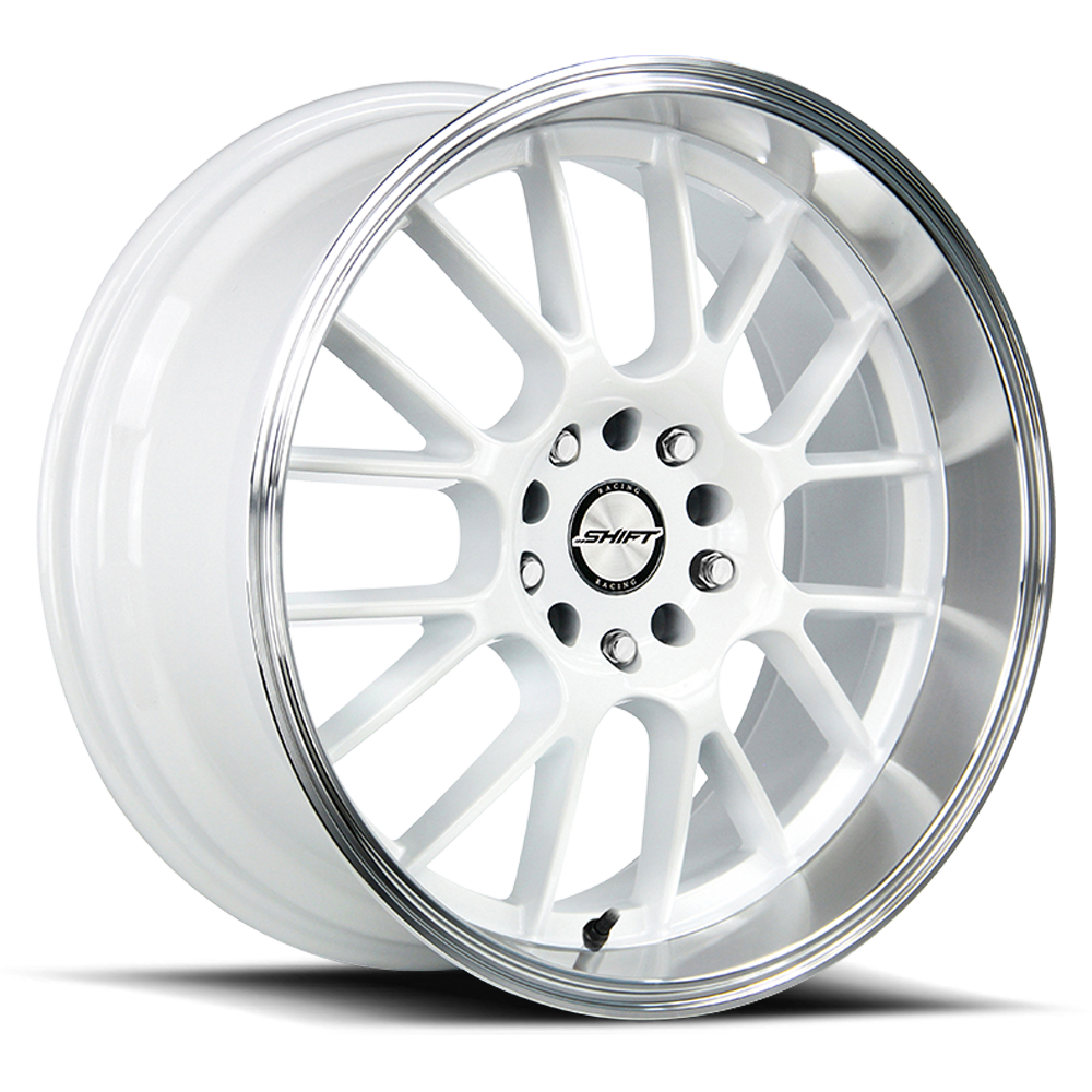 Shift H28 Crank 17x7.5 5x100 5x114.3 White Polished 30 Wheels