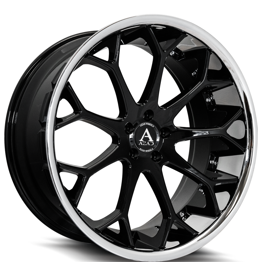 Azad Az99 20x10.5 5x112 Black With Stainless Lip 42mm Wheels