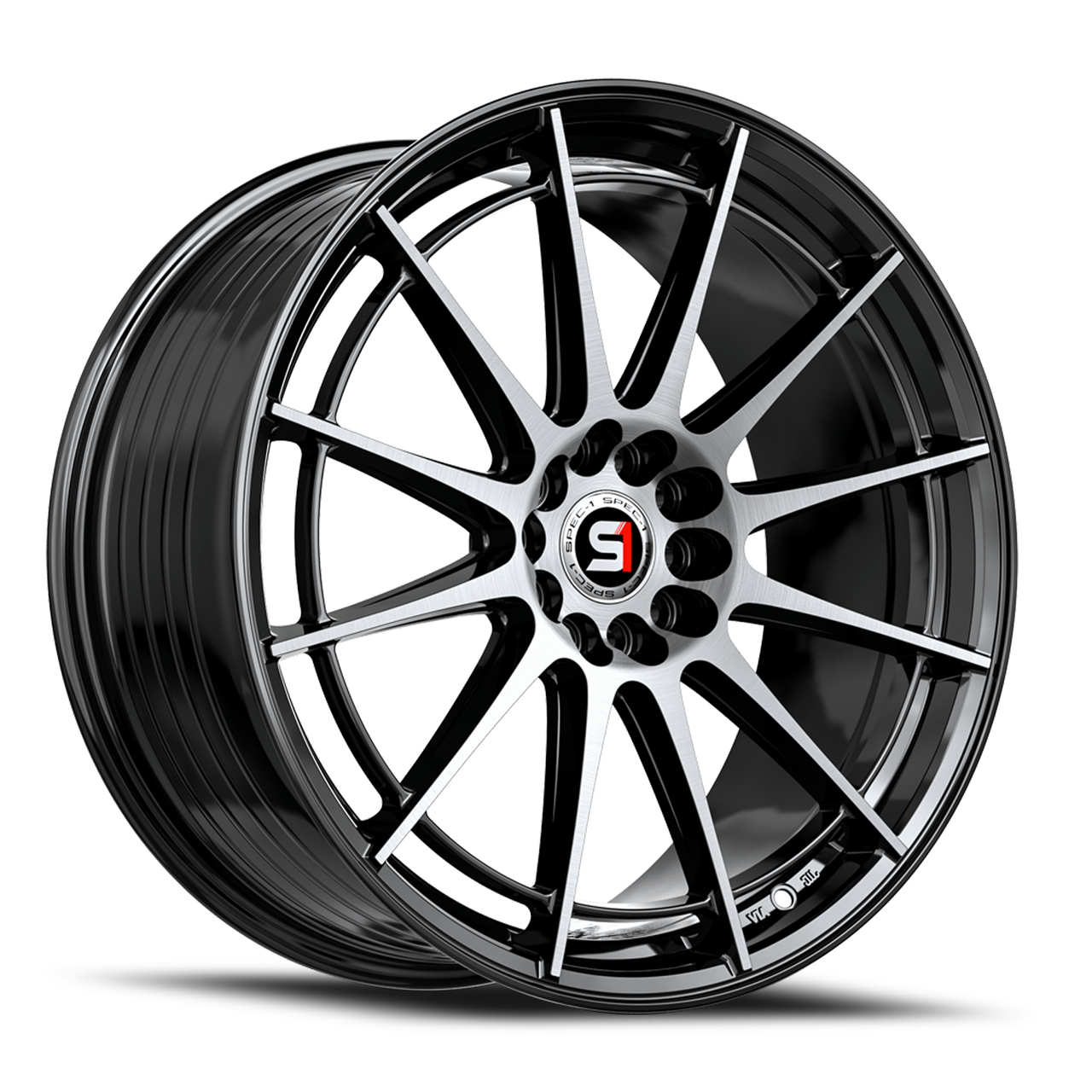 64 Rims Spec-1 Sp-64 17x8 4x100 4x114.3 Black Machined 42mm Wheels