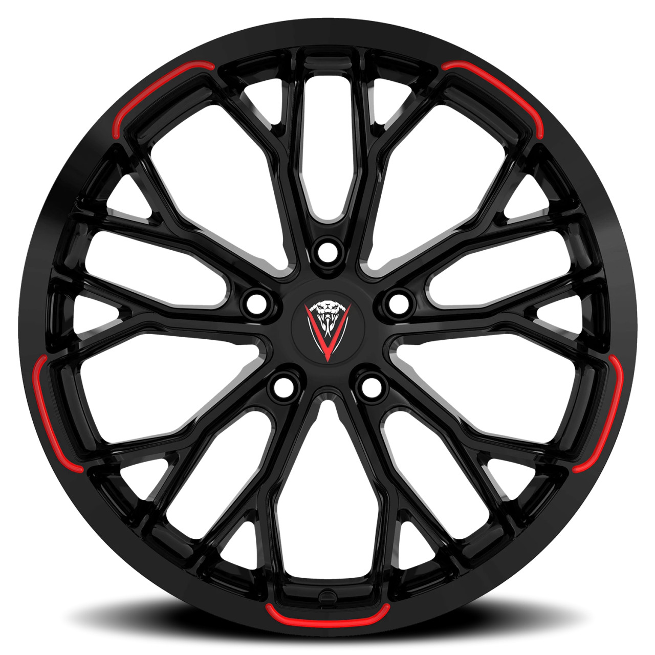 Venom 53 Wheels Rims 18x8.5 5x100 Gloss Black Red Milled 35mm ...