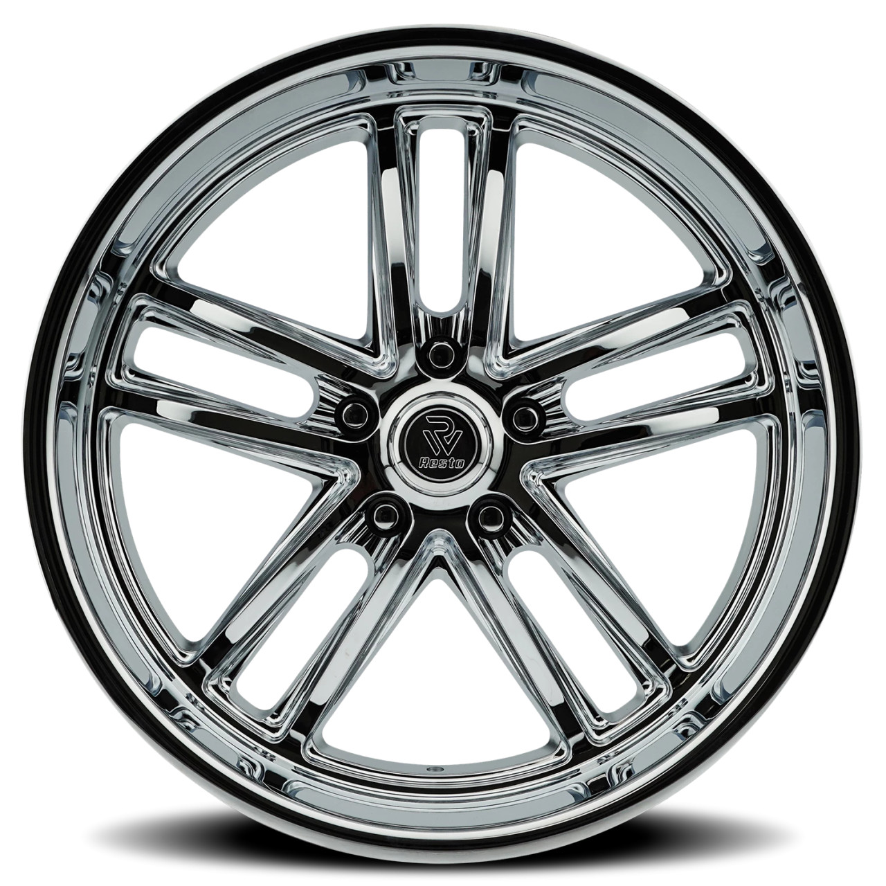 Resto R103 Maverick Wheels Rims 24x10 5x127 Chrome W/ Milled Windows ...