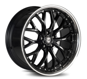 Curva Cff76 Wheels Rims 20x9 Blank Custom Drilled Gloss Black Stainless Lip 35mm | CFF76-2090BLNK3573BSL