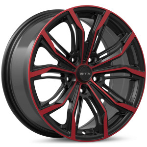 RTX Black Widow Wheels Rims 17x7.5 5x114.3 Black Machined Red 42mm | 083554
