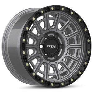 RTX Striker Wheels Rims 17x8.5 6x139.7 Matte Gunmetal With Black Lip And Milled Rivets 10mm | 178603