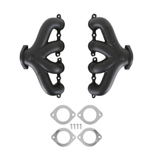 Hooker BlackHeart LS Swap Exhaust Manifolds - Center Dump - Black Ceramic | JVRB 8504-3HKR