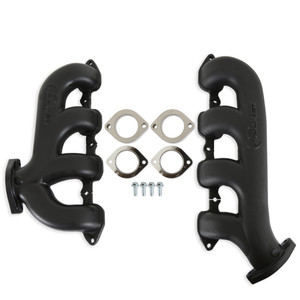 Hooker BlackHeart LT Swap Exhaust Manifolds - Rear Dump SBC Exit - Black | JVRB BHS5198