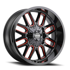 DOORBUSTER PRICING! - Mayhem Cogent Wheel 20x10 6x135 & 6x139.7 Gloss Black Milled w/ Prism Red Tint -19mm | 8107-2137BTR