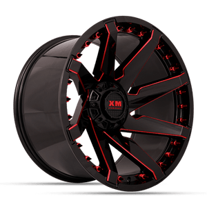 Xm Offroad Xm-301 Wheels Rims 24x12 5x115 5x127 Gloss Black W/ Red Milling -44mm | XM301241251155127-4478GBRM