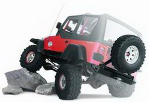 Warn One Piece Design; Direct-Fit; Mounting Hardware Included; Without Tow Hook Mounts/ With D-Ring Mounts; With 2 Inch Receiver Hitch; Powder Coated Black Steel; With License Plate Mount; With Tire Carrier Mount To Accept Tire Carrier | BCSQ 65508