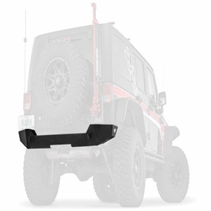 Warn One Piece Design; Direct-Fit; Mounting Hardware Included; Without Tow Hook Mounts/ With D-Ring Mounts; Works With Factory Receiver Hitch; Powder Coated Black Steel; With Tire Carrier Mount | BCSQ 89525