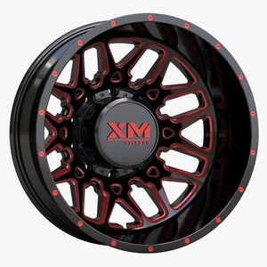 Xm Offroad Dually Xm-900 Wheels Rims 22x8.25 8x165.1 Black W/ Red Milling -221mm