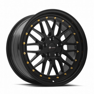 Vors Vr8 Wheels Rims 17x8 Blank Custom Drilled Black W/ Gold Rivets 35mm | VR081780xxx35GB