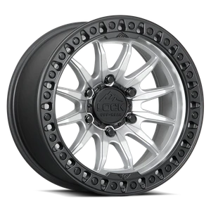 Lock Offroad Trail Wheels Rims 17x8.5 6x135 Matte Silver W/ Matte Black Ring 25mm | TRAIL-78563MSMBR25