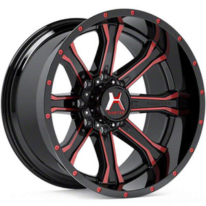 Hartes Metal Strike Wheels Rims 20x10 6x135 6x139.7 Black Machined & Milled W/ Red Tint -18mm | 71120N12VN-18KMFCDTR2MHJ