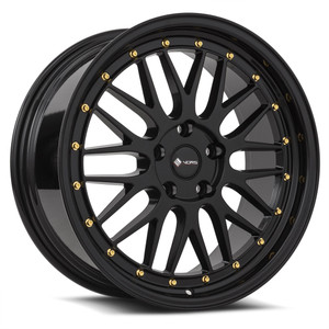 Vors Vr8 Wheels Rims 18x8 5x100 Black W/ Gold Rivets 35mm | VR081880xxx35GB-500