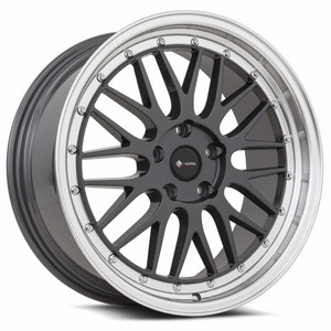Vors Vr8 Wheels Rims 18x8 4x108 Hyper Black W/ Machined Lip & Chrome Rivets 35mm | VR081880xxx35HB-408