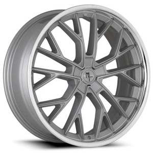 Modern Luxury Mlf15 Wheels Rims 18x8 5x114.3 Brushed Silver W/ Stainless Lip 35mm | MLF15-188051143+35BRSL