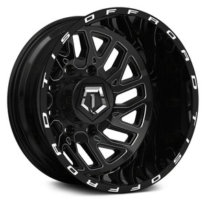 Tis Dually 544Bm  Wheels Rims 17x6.5 8x200 Gloss Black W/ Milled Accents -140mm